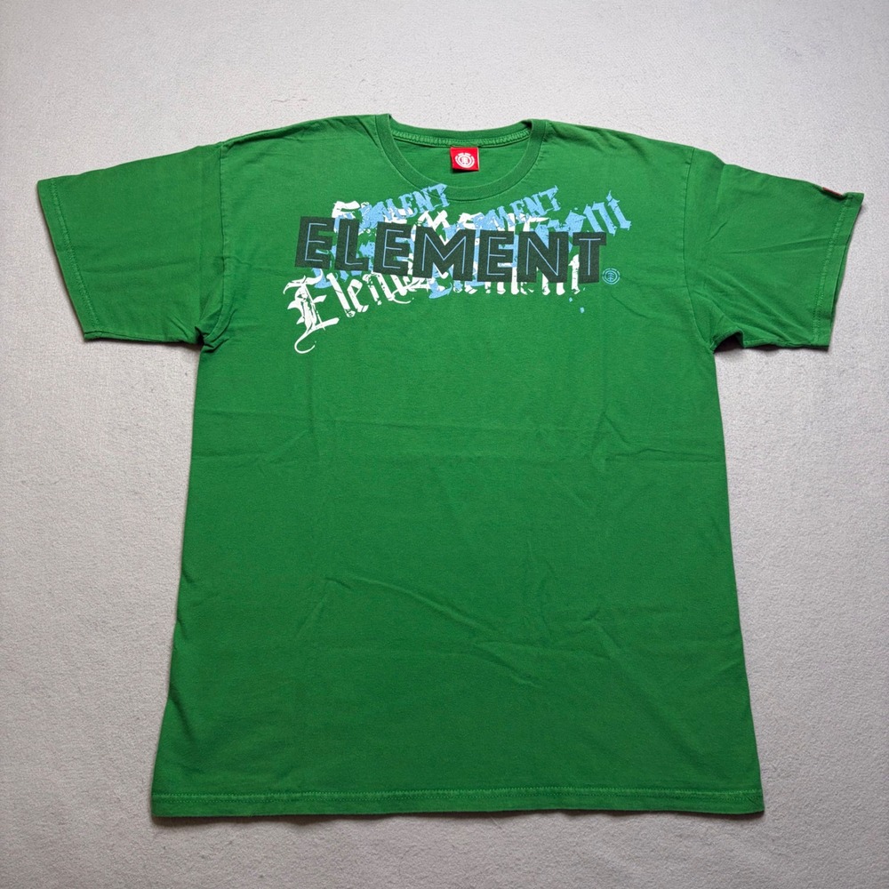 Element T-Shirt Mens Large Green Graphic Logo Y2K Skater Made in USA Tee